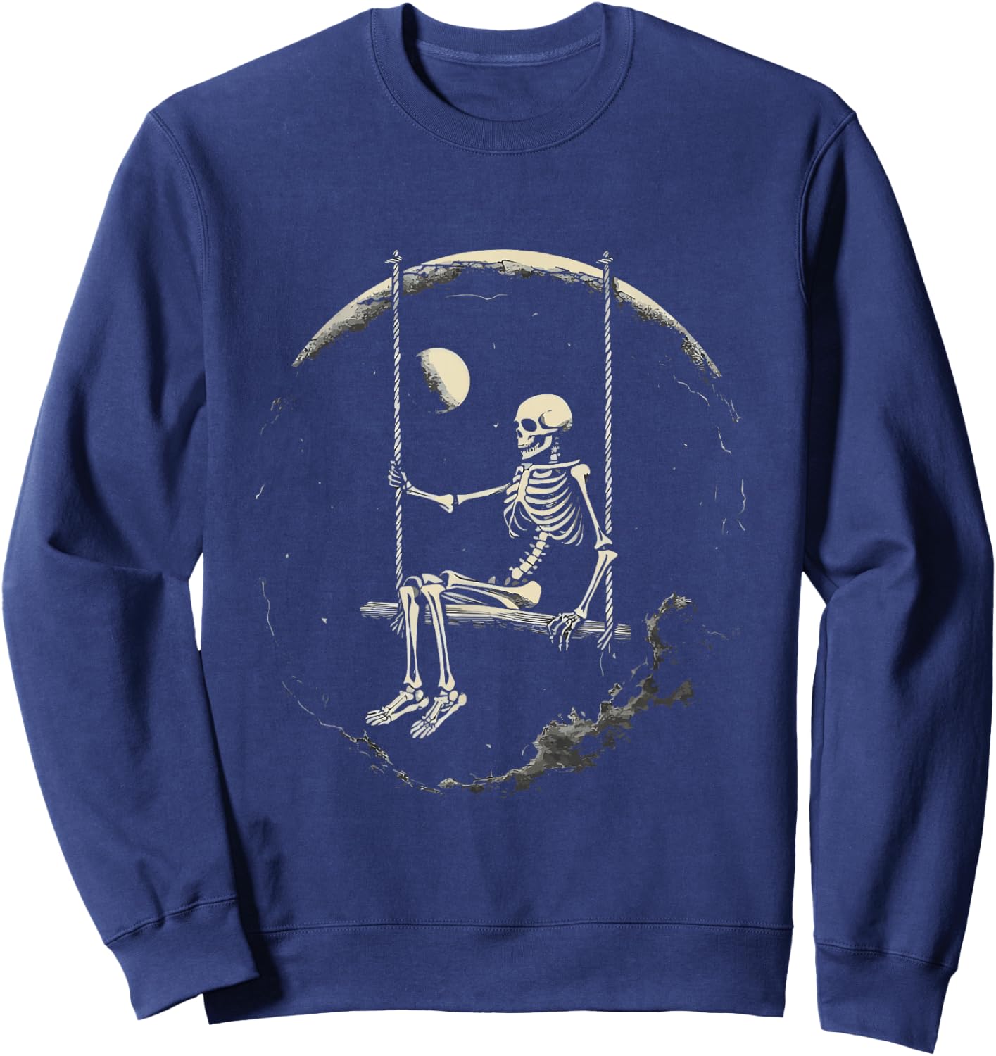 Skeleton Swinging on Moon Sweatshirt - Sweatshirt | Navy