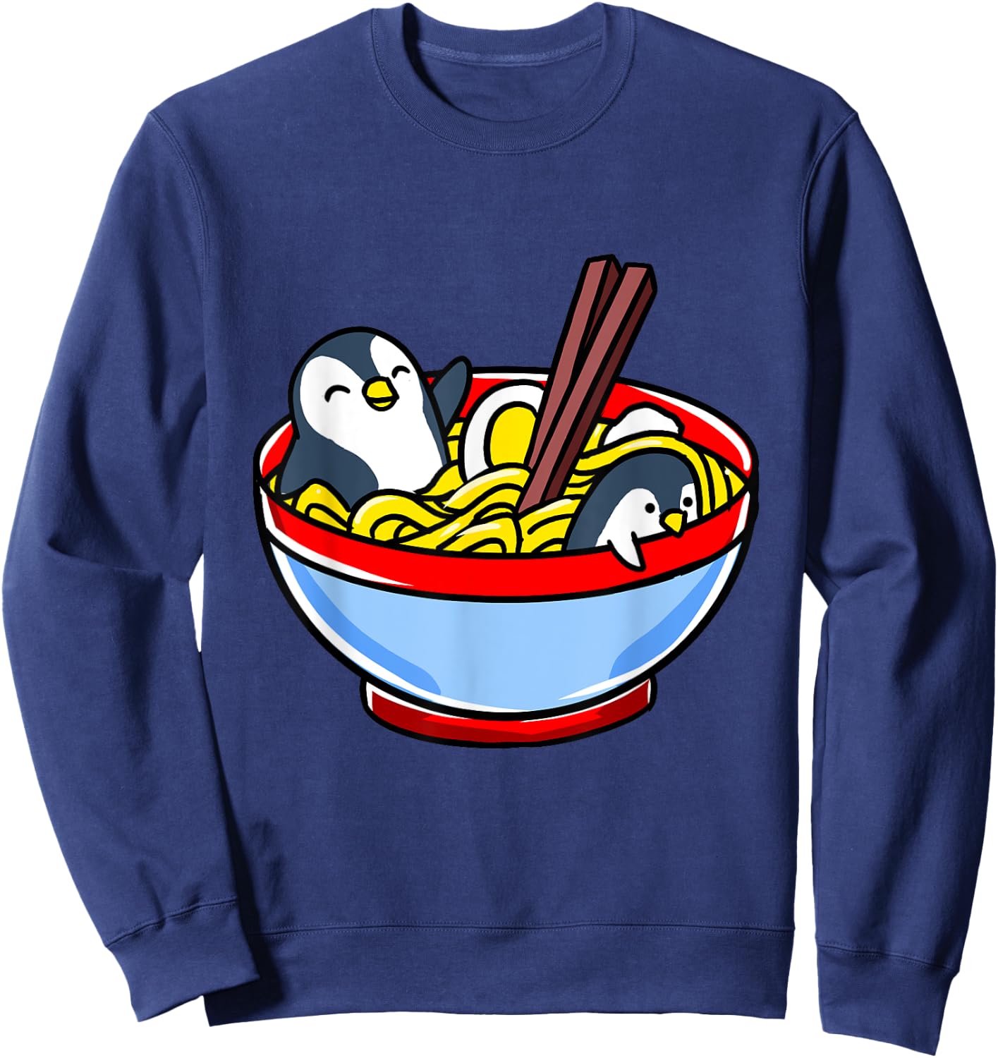 Kawaii Penguin Ramen Noodle Sweatshirt - Sweatshirt | Navy