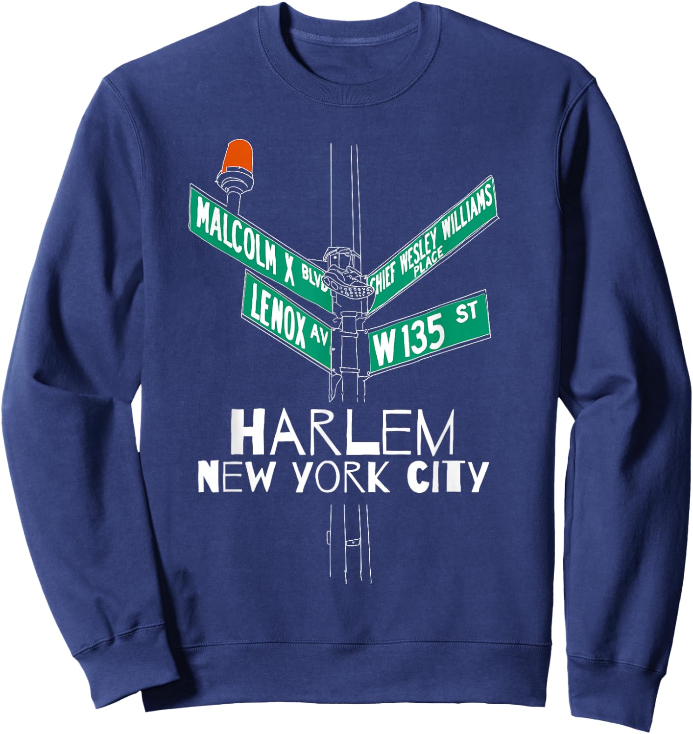 Harlem New York City Street Sign Sweatshirt - Sweatshirt | Navy