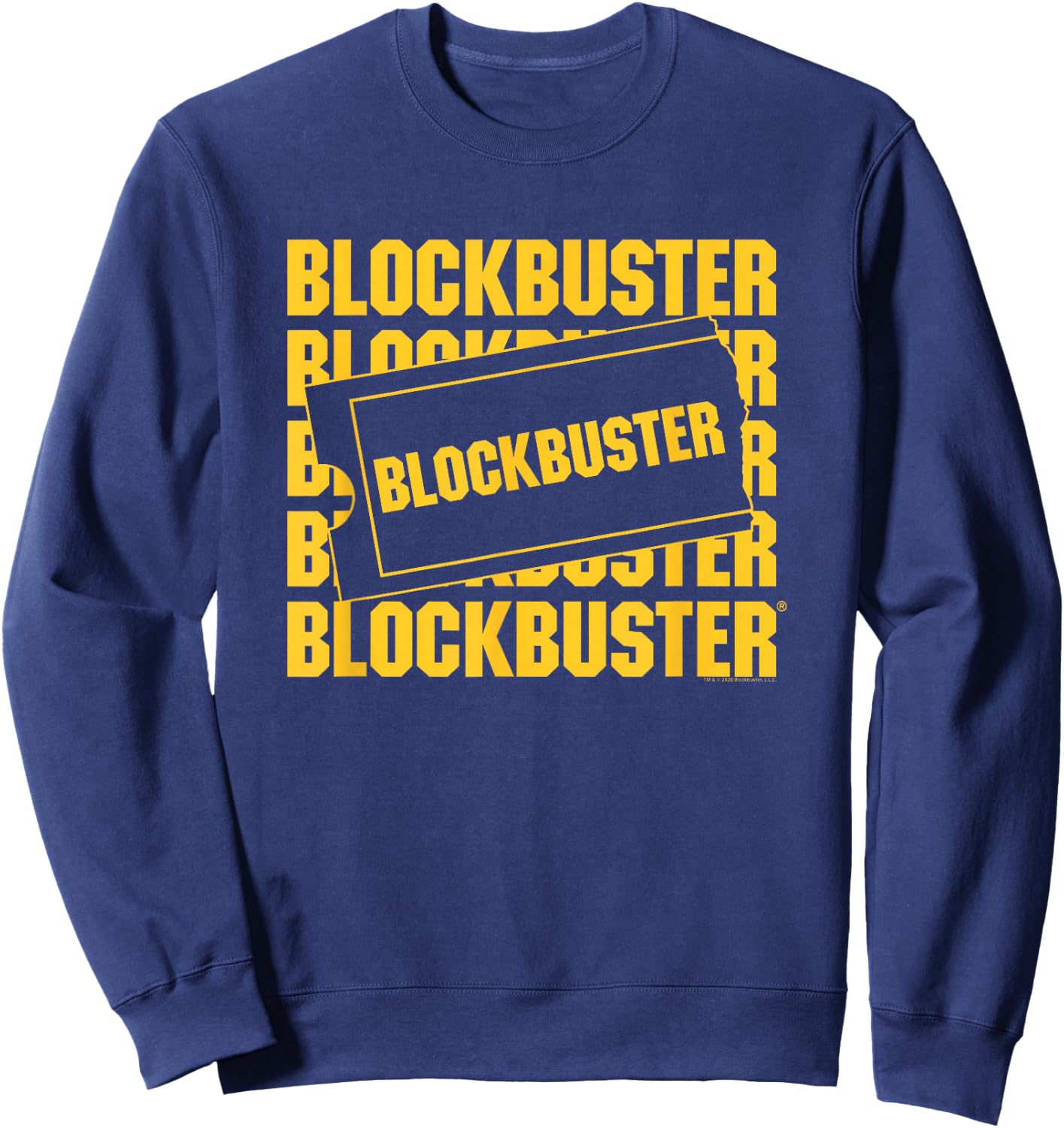 Blockbuster Repeating Logo with Ticket Sweatshirt - Sweatshirt | Navy