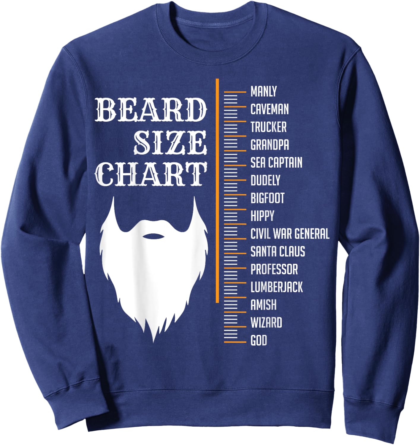 Beard Measurement Chart Shirt, Beard Length Growth Chart Sweatshirt - Sweatshirt | Navy
