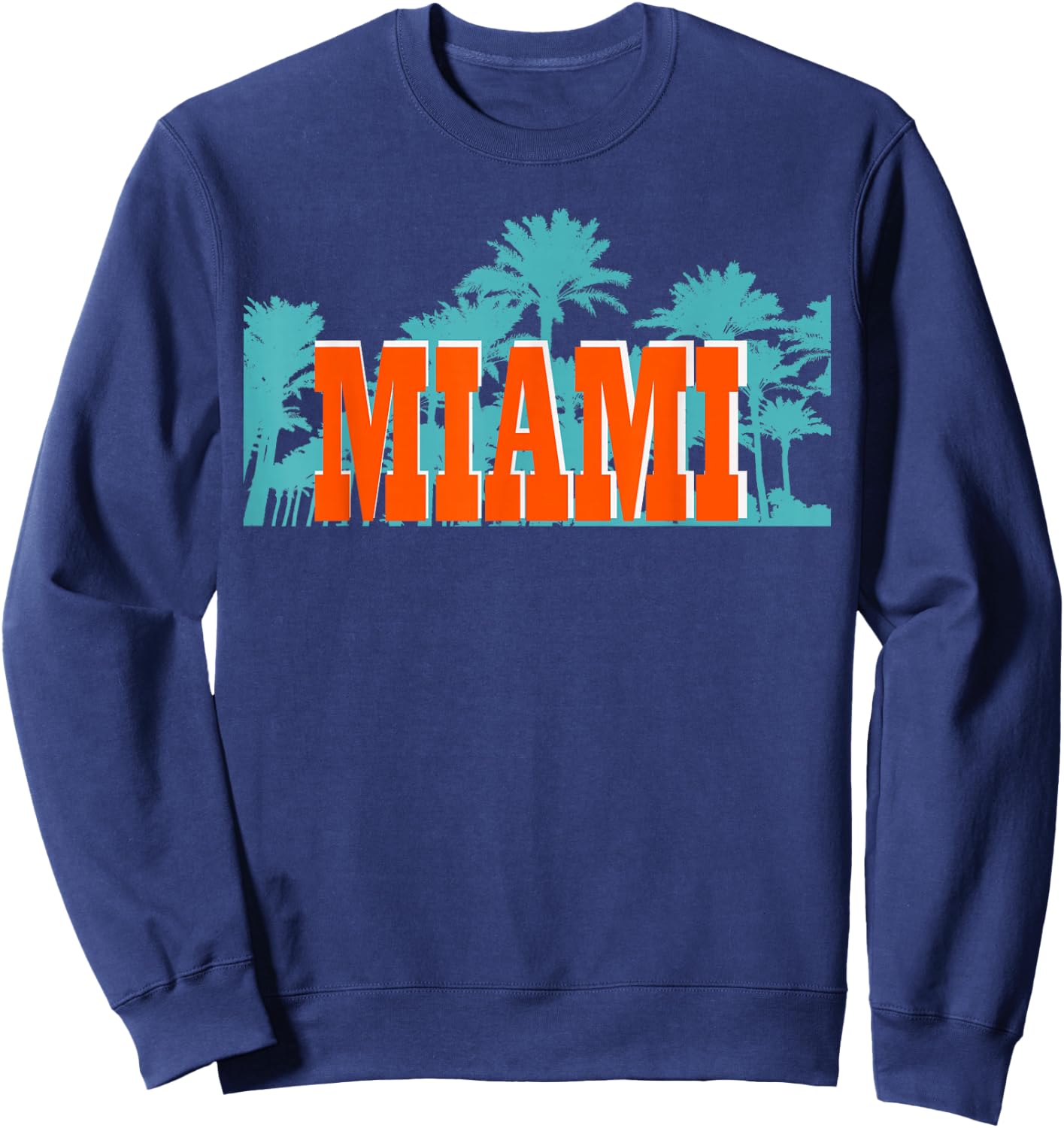 Miami Orange Turquoise Palm Trees Sweatshirt - Sweatshirt | Navy