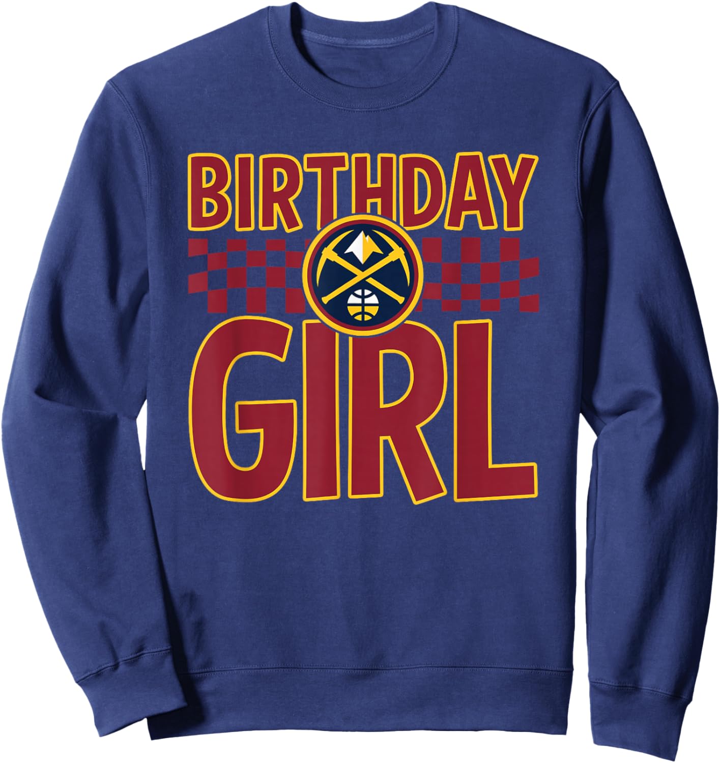 NBA Denver Nuggets Birthday Girl Checkered Logo Sweatshirt - Sweatshirt | Navy