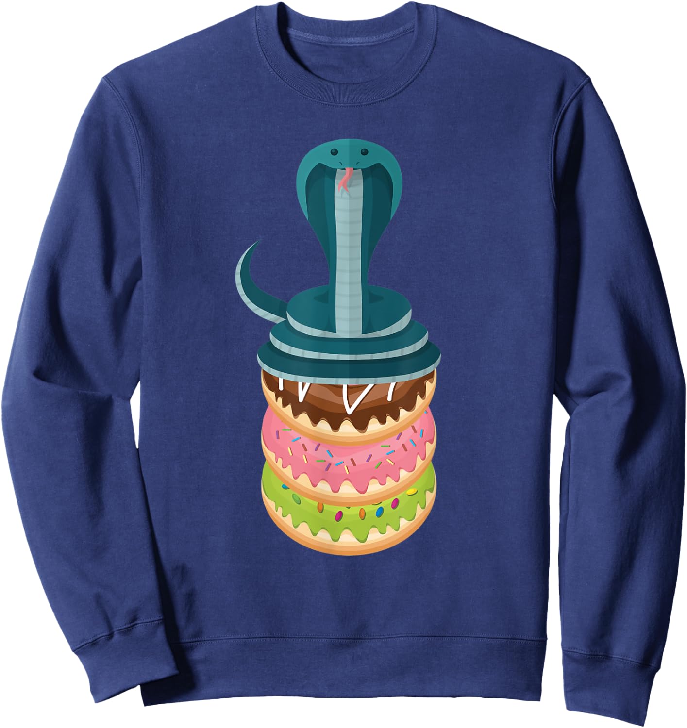 Snake Donut Cake Funny Snake Sweatshirt - Sweatshirt | Navy