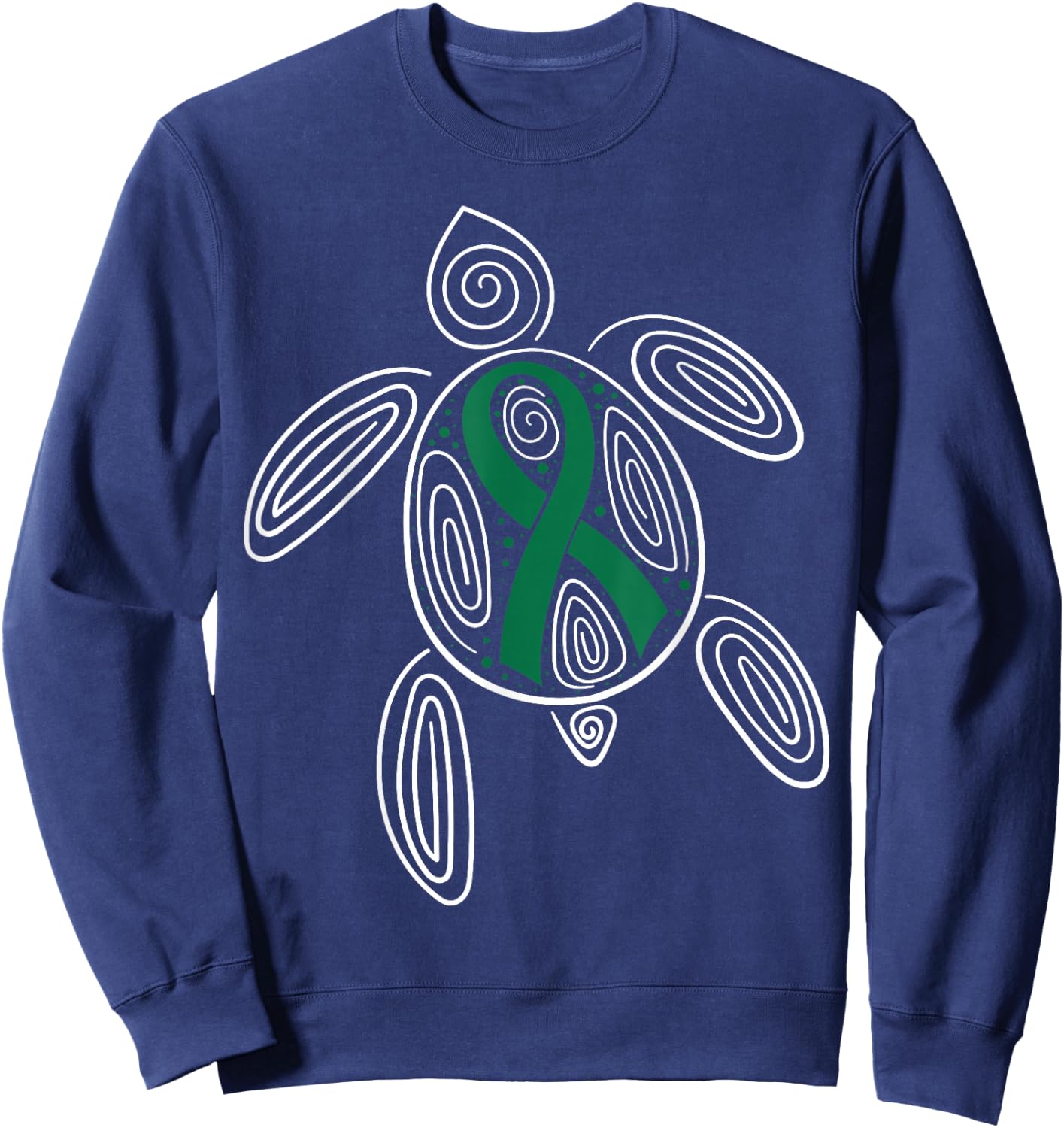 Liver Cancer Awareness Primary Hepatic Green Ribbon Jaundice Sweatshirt - Sweatshirt | Navy