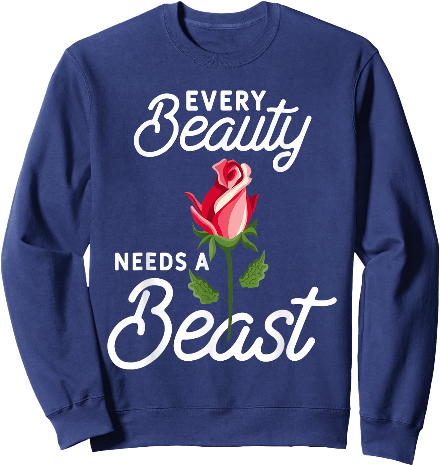 Every Beauty Needs A Beast Matching Couple Weightlifting Sweatshirt - Sweatshirt | Navy