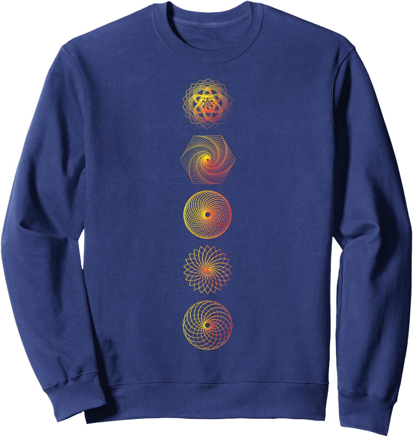 Sacred Geometry Esoteric Symbols Men's Black Yoga Modern Geometric Sweatshirt - Sweatshirt | Navy