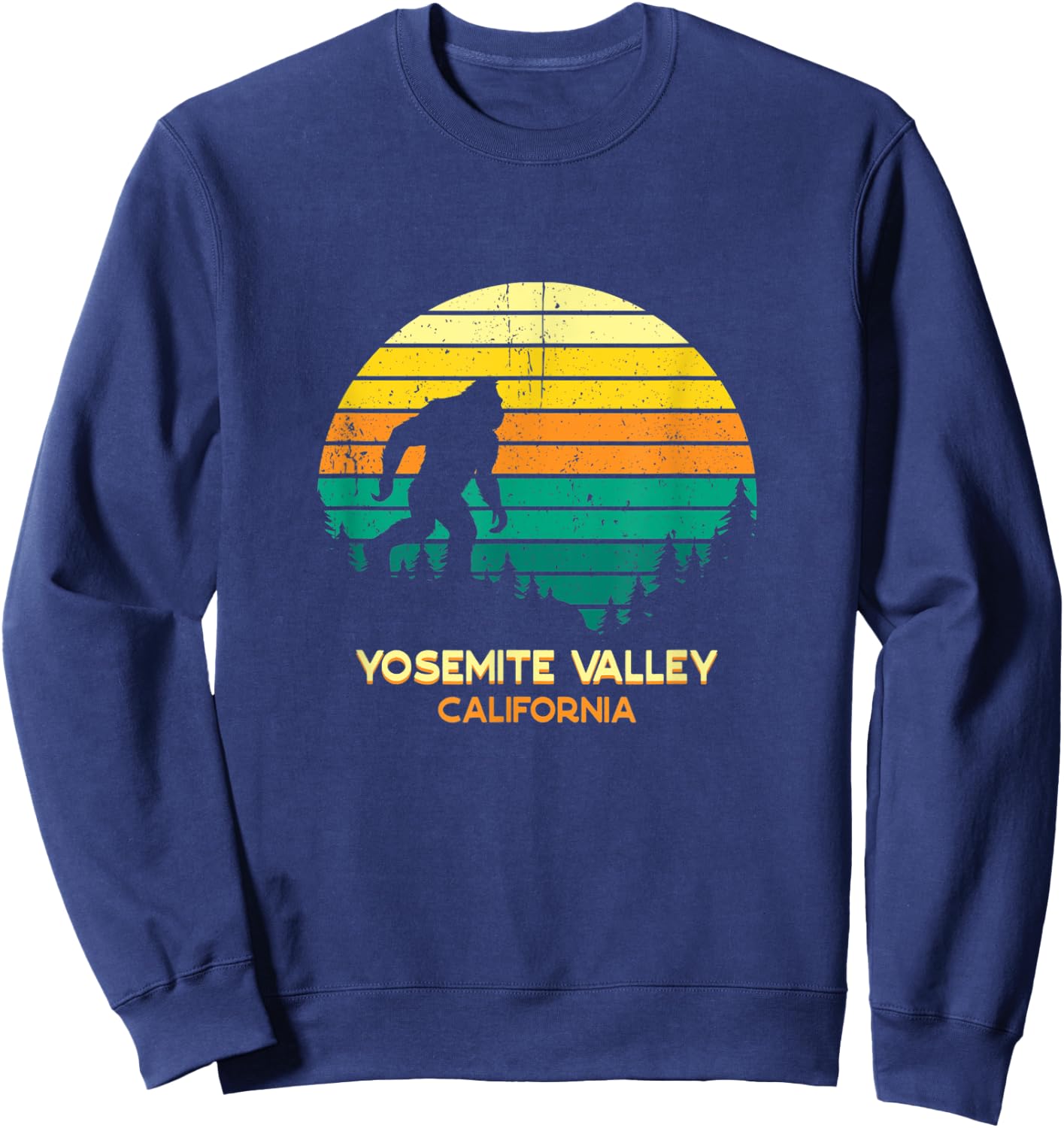 Retro Bayou Yosemite Valley, California Bigfoot Souvenir Sweatshirt - Sweatshirt | Navy