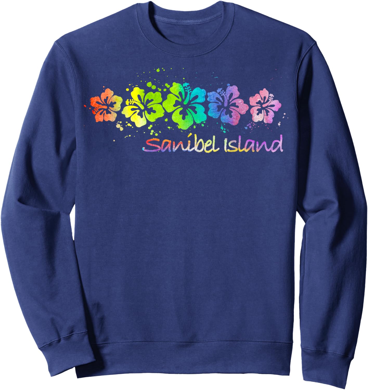 Sanibel Island Watercolor Beach & Surf Sweatshirt - Sweatshirt | Navy