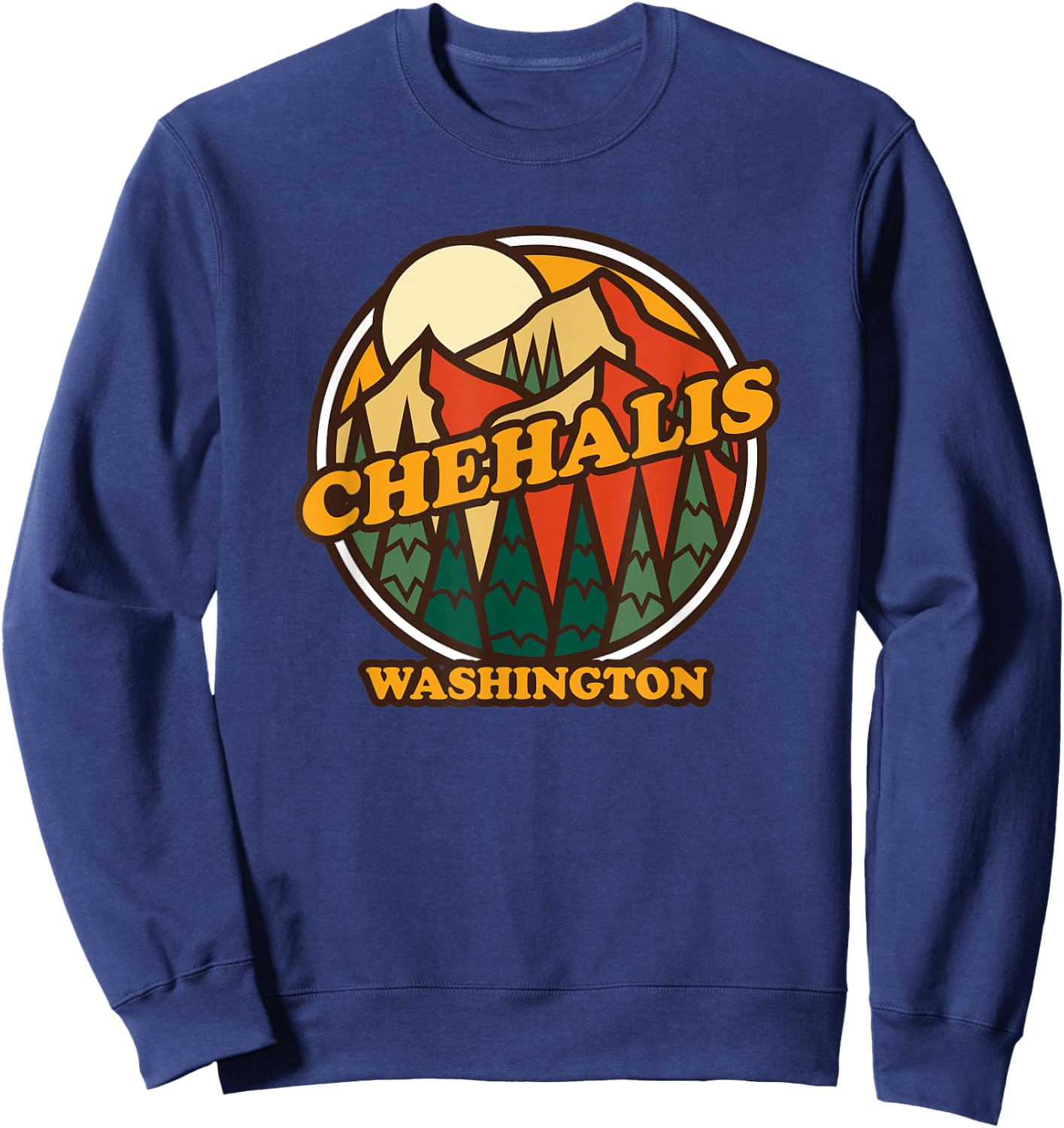 Vintage Chehalis, Washington Mountain Hiking Souvenir Print Sweatshirt - Sweatshirt | Navy