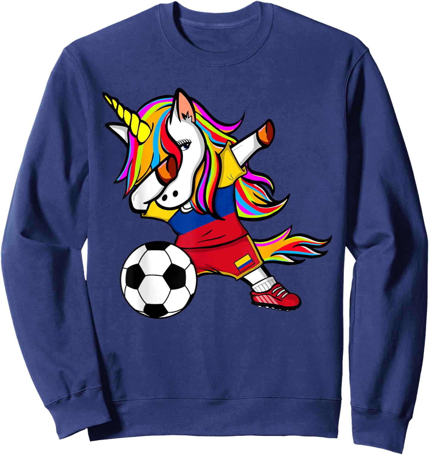 Dabbing Unicorn Colombia Soccer Jersey - Colombian Football Sweatshirt - Sweatshirt | Navy