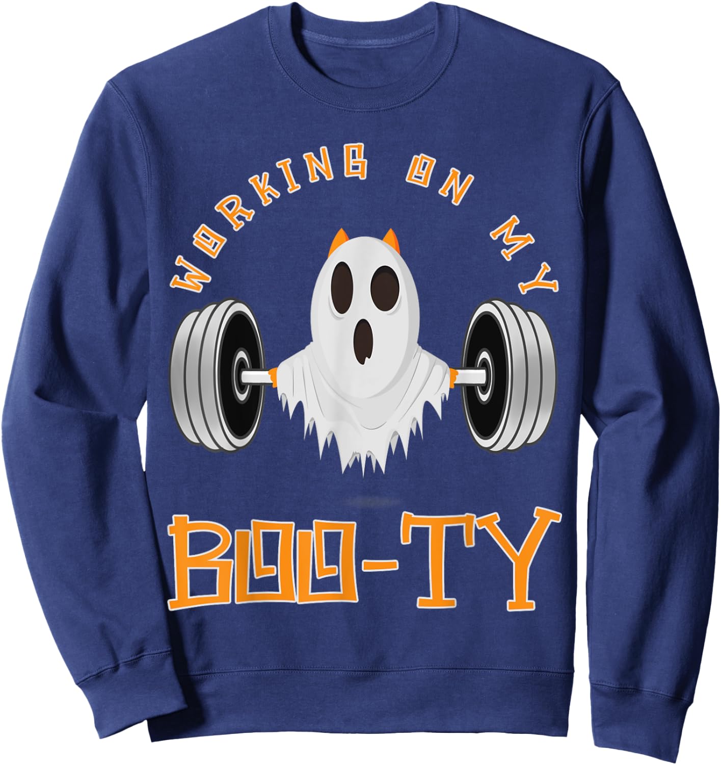 Funny Halloween Workout Gym Working On My Boo-Ty Men Women Sweatshirt - Sweatshirt | Navy