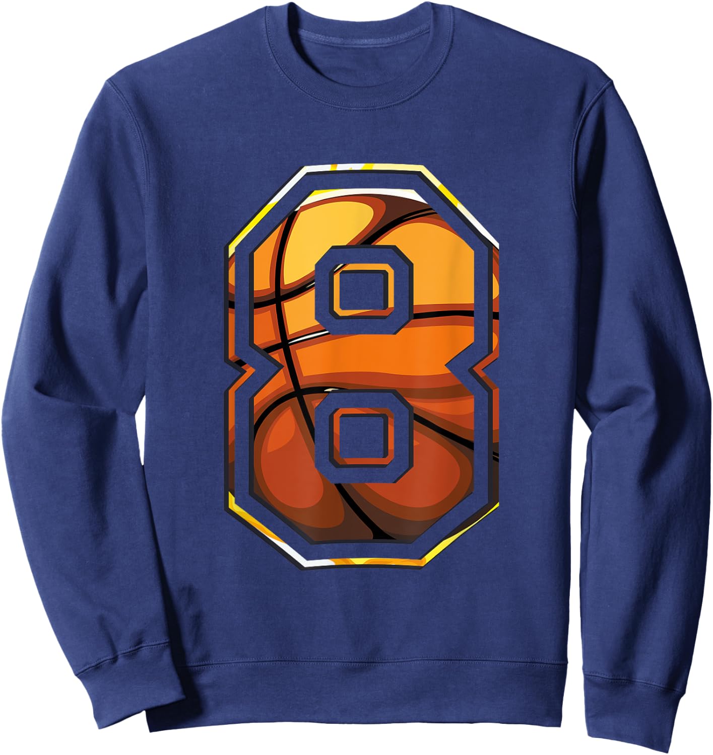 8th Birthday Basketball Gift Player Number 8 Sweatshirt - Sweatshirt | Navy