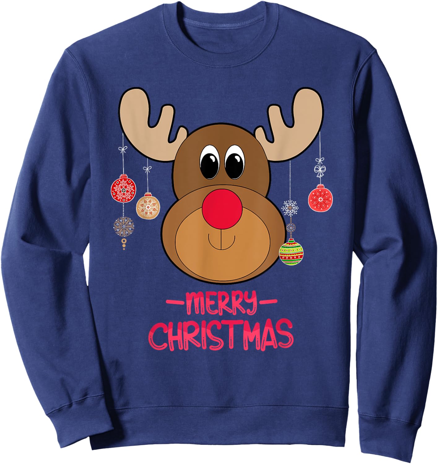 Rudolph Red Nose Reindeer Cute Santa Christmas Sweatshirt - Sweatshirt | Navy