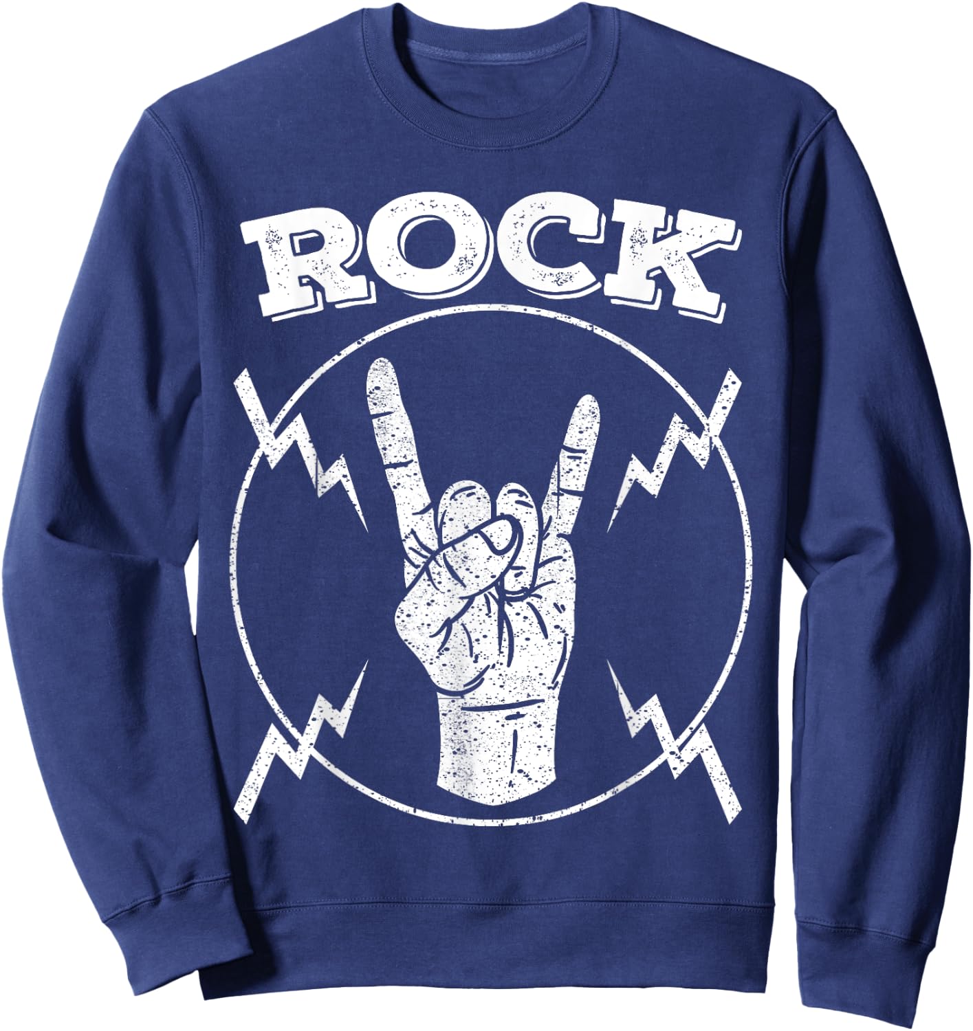Cool Vintage Rock N Roll Hand Gift | Funny Musicians Symbol Sweatshirt - Sweatshirt | Navy