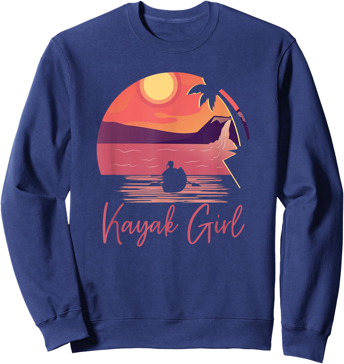 Kayak Girl Women Kayak Outdoor Sport Canoe Sunset Kayaking Sweatshirt - Sweatshirt | Navy