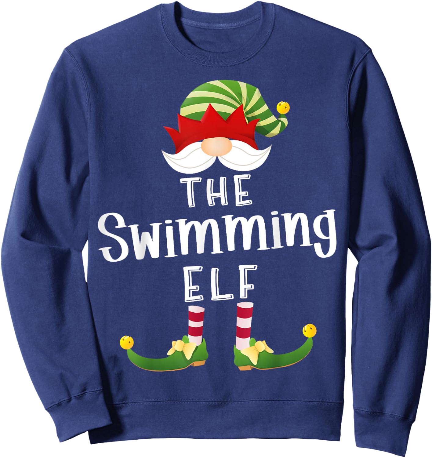 Swimming Elf Group Christmas Funny Pajama Party Sweatshirt - Sweatshirt | Navy