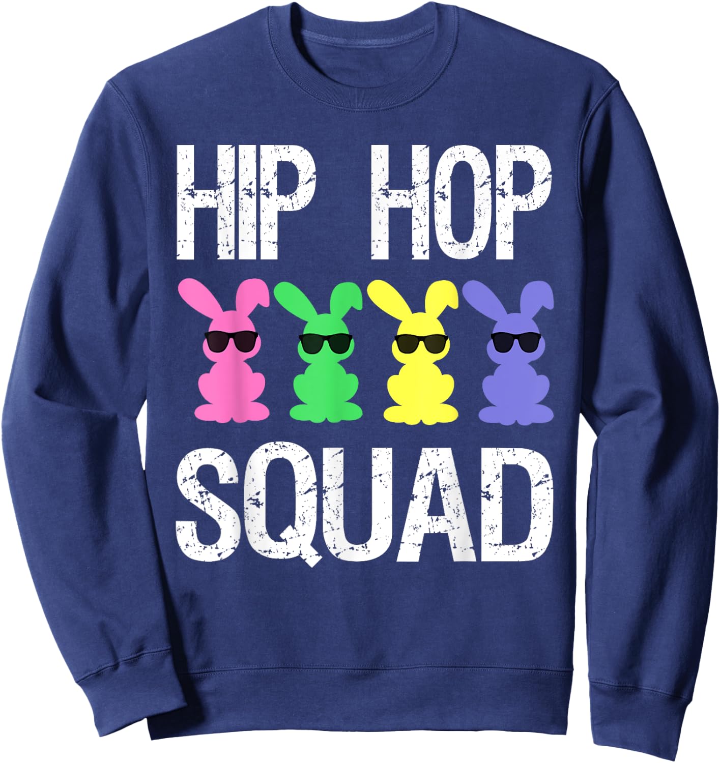 Hip Hop Squad Funny Easter Bunny Boys Girls Kids Sweatshirt - Sweatshirt | Navy