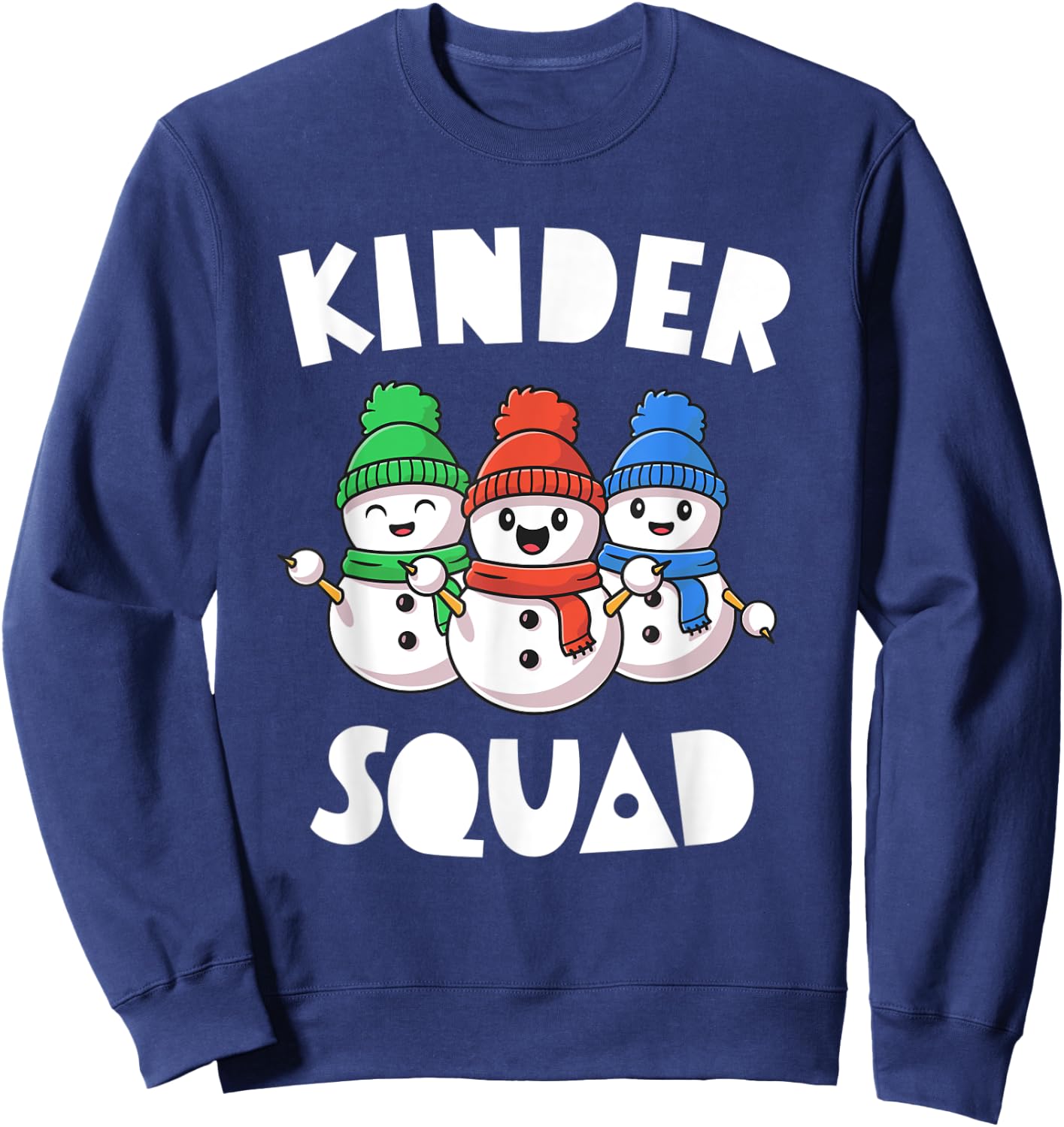 Kinder Squad Kindergarten Christmas Shirt Teacher Snowmies Sweatshirt - Sweatshirt | Navy