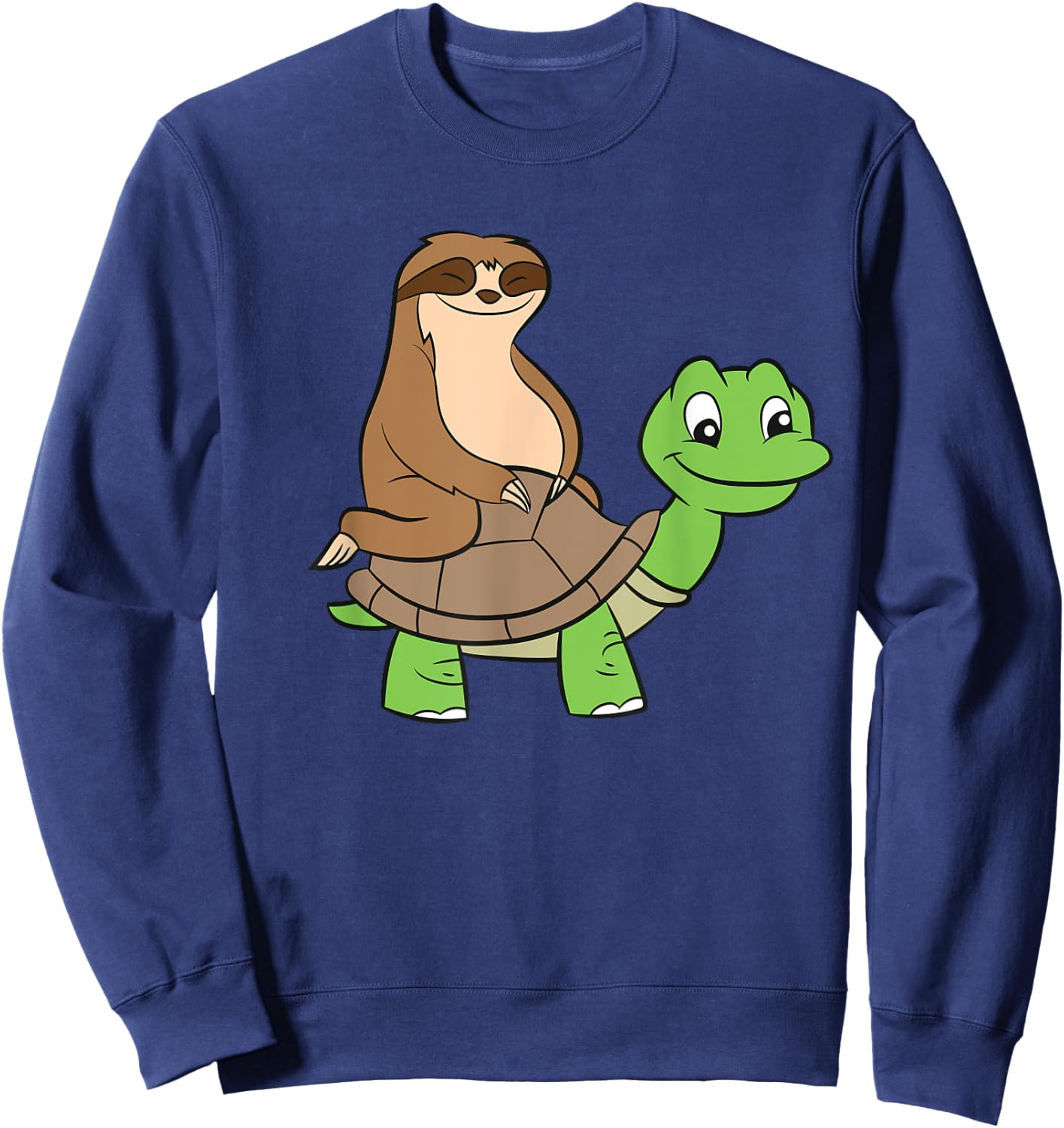 Sloth On Turtle Funny Sloth Rides Turtle Sloths Lover Sweatshirt - Sweatshirt | Navy