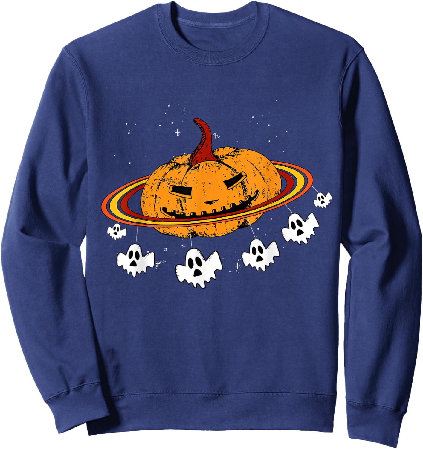 Pumpkin Planet Space Ghost Costume Cool Halloween Gifts Sweatshirt - Sweatshirt | Navy