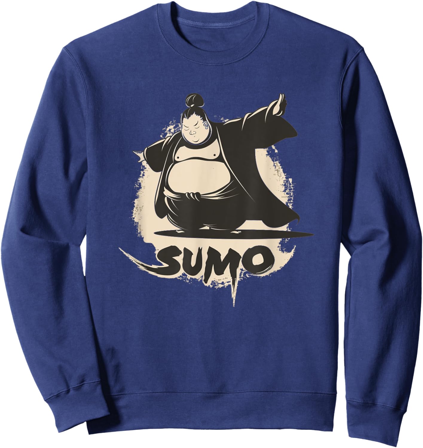 Cool Sumo Outfit -Kids Sumo Fighter Black Small Cartoon Pop Sweatshirt - Sweatshirt | Navy