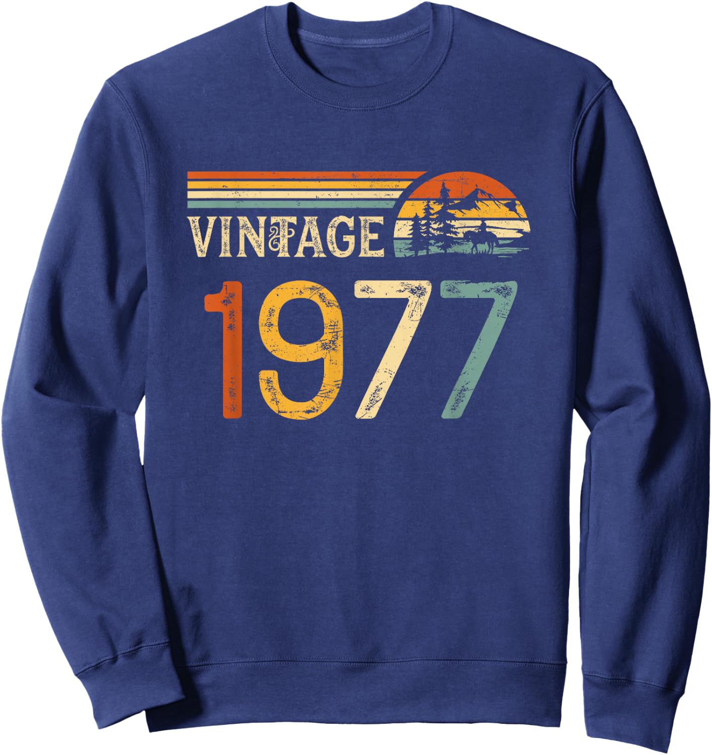 Vintage Made in 1977 - 48th Birthday 48 years old Men Women Sweatshirt - Sweatshirt | Navy