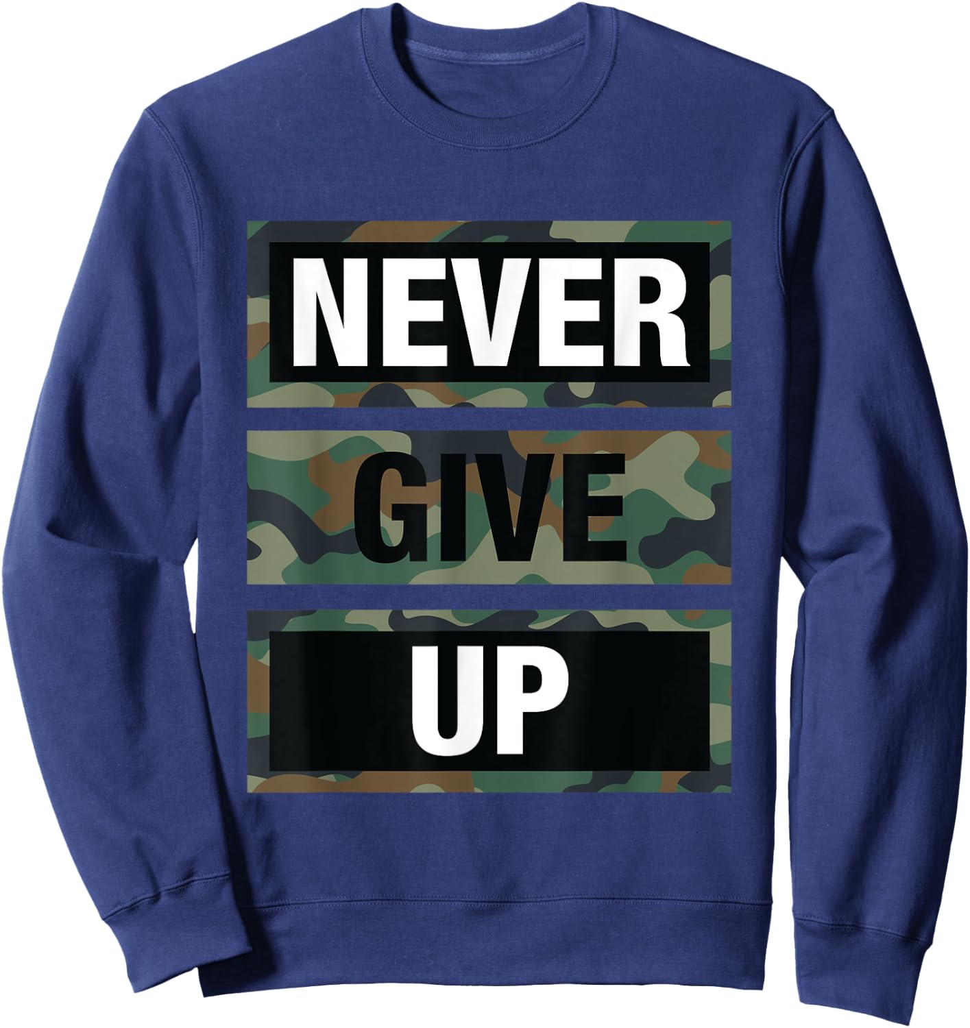 Bahaa's Don't Give Up Illustration Quotes Novelty Graphic Designs Sweatshirt - Sweatshirt | Navy