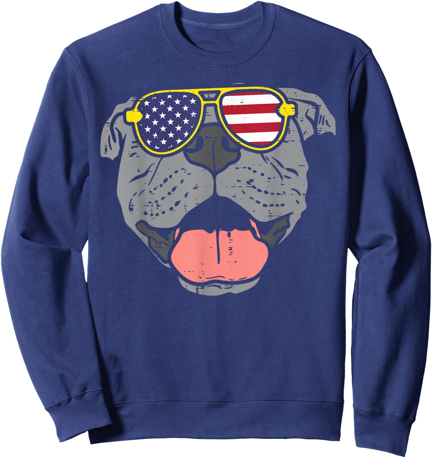 Pitbull Pit American USA Flag 4th Of July Fourth Dog Sweatshirt - Sweatshirt | Navy