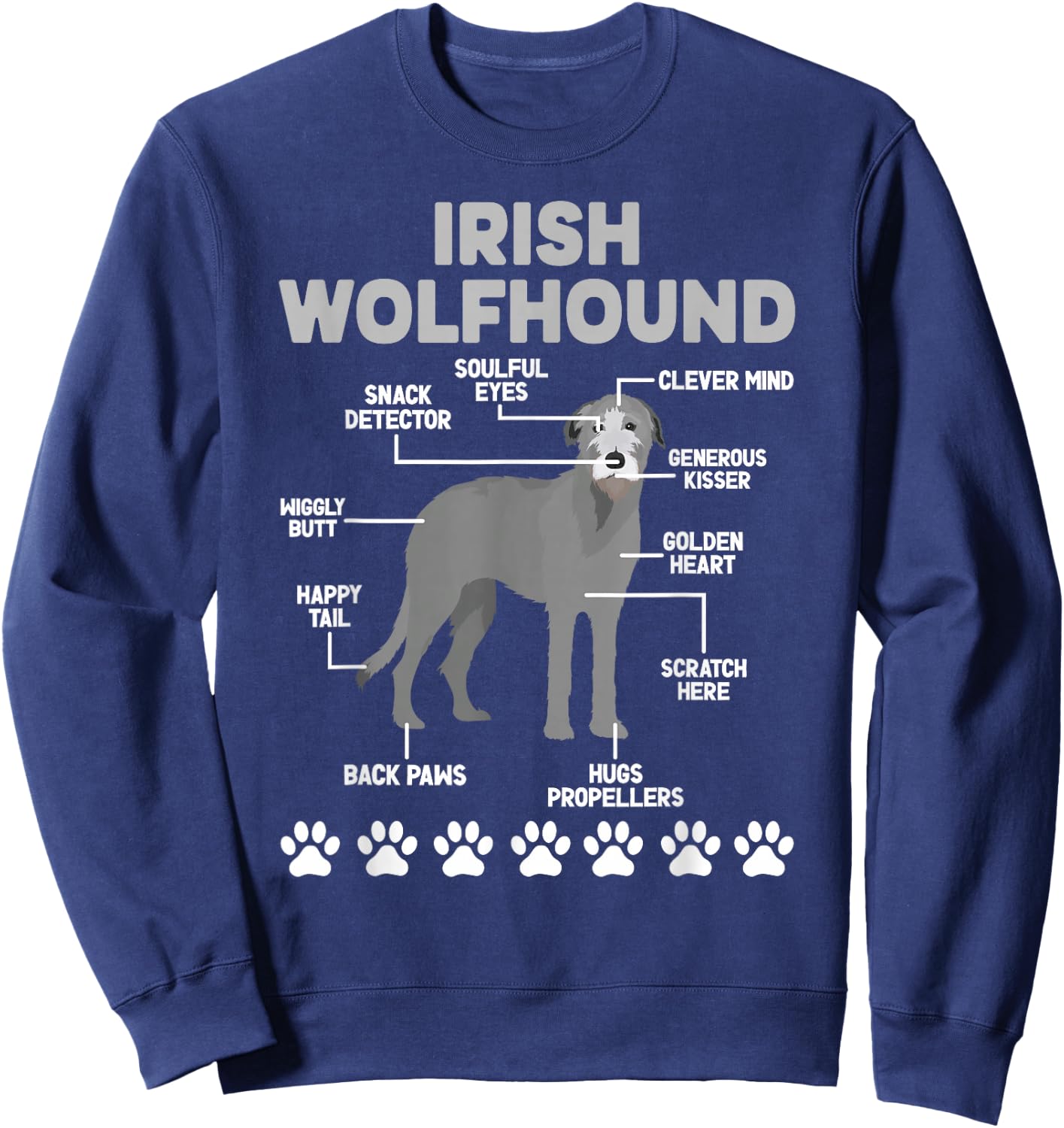 Anatomy Of Irish Wolfhound Lover Irish Wolfhound Owner Sweatshirt - Sweatshirt | Navy