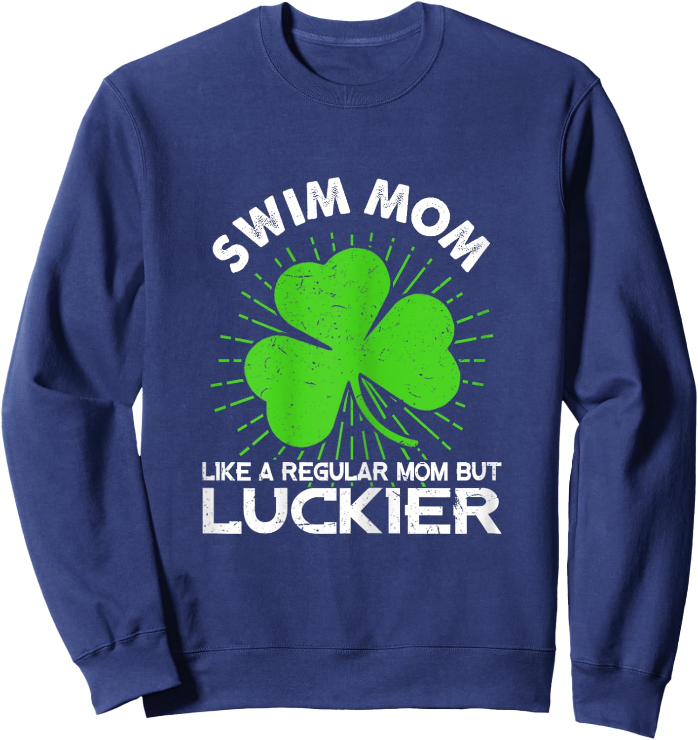 Funny Swim Mom St Patrick's Day Lucky Irish Mama Gift Sweatshirt - Sweatshirt | Navy