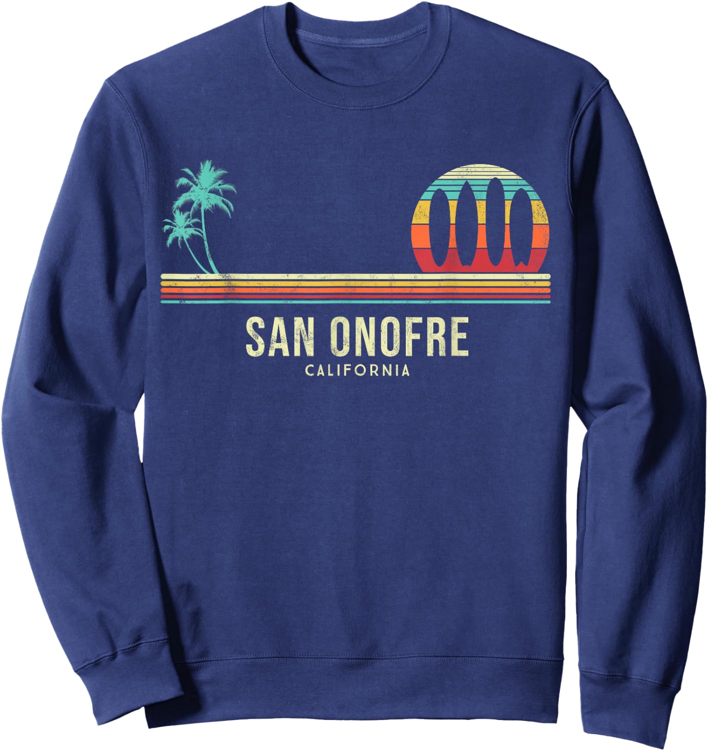 California Surf San Onofre Vintage Surf Board Surfer Sweatshirt - Sweatshirt | Navy
