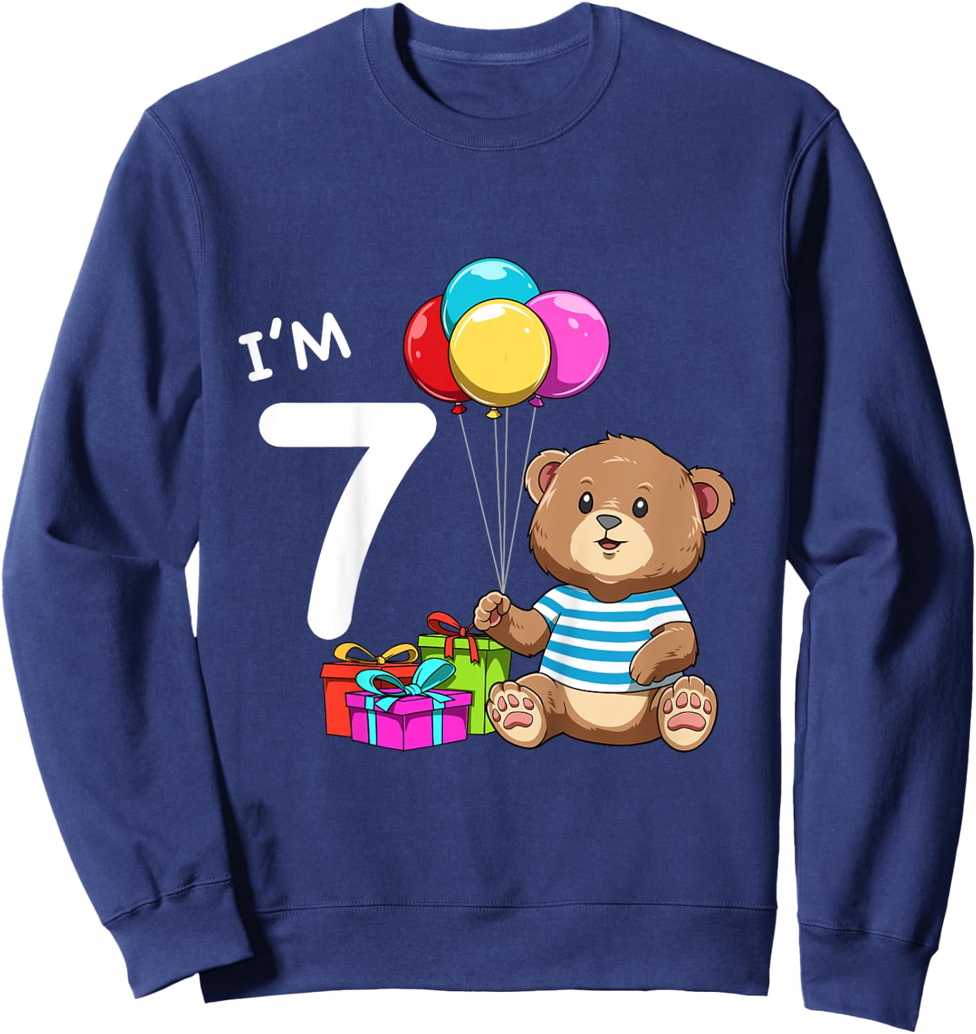 Kids Seventh Birthday Teddy Bear - 7 Year Old Boy Sweatshirt - Sweatshirt | Navy