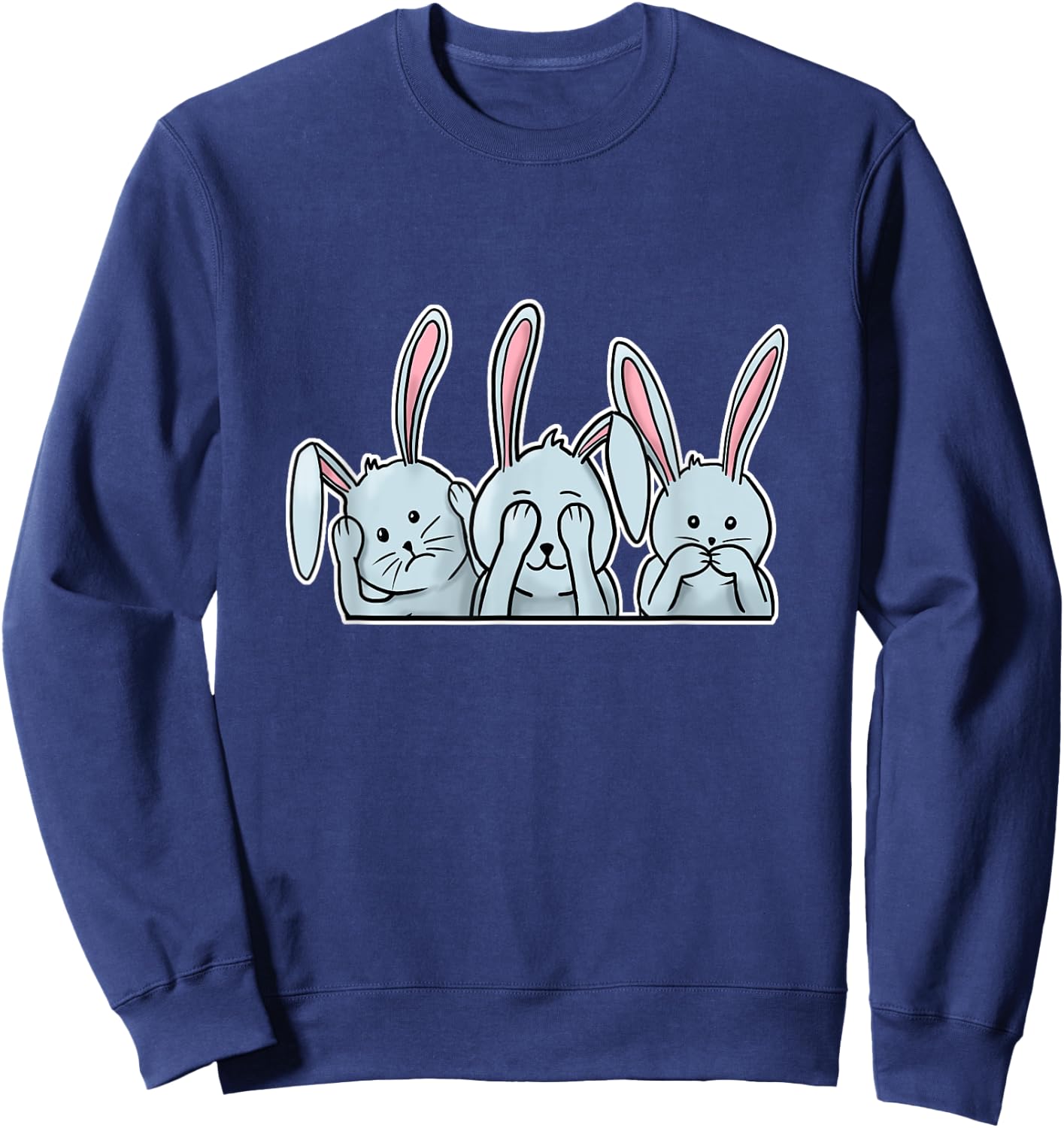 Hear See Speak no evil Rabbits happy Easter bunnies Sweatshirt - Sweatshirt | Navy