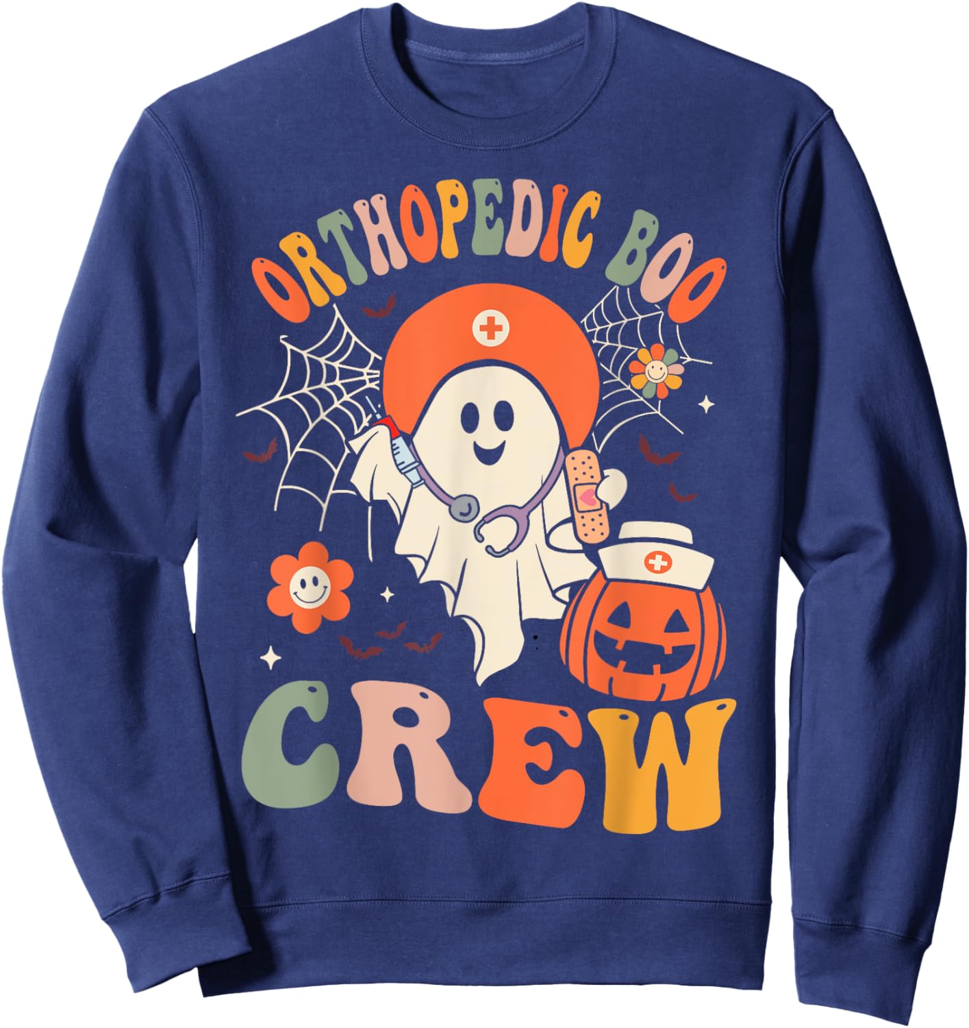 Orthopedic Boo Crew Ghost Ortho Nursing Halloween Women Sweatshirt - Sweatshirt | Navy