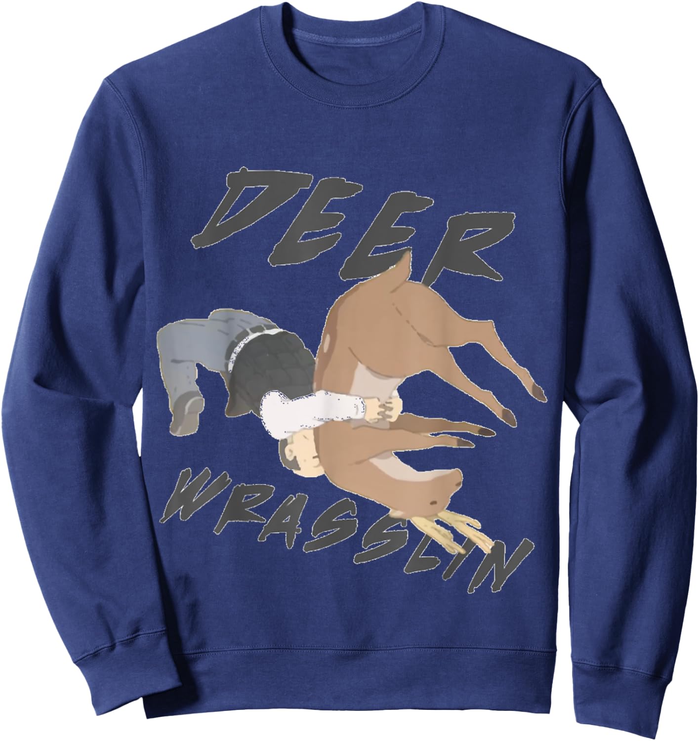 Deer Wrasslin (Wrestling) Sweatshirt - Sweatshirt | Navy