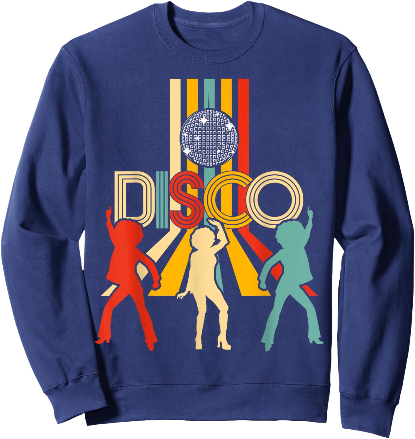 Retro 70s Disco Gifts Vintage Dancing Disco Ball Sweatshirt - Sweatshirt | Navy