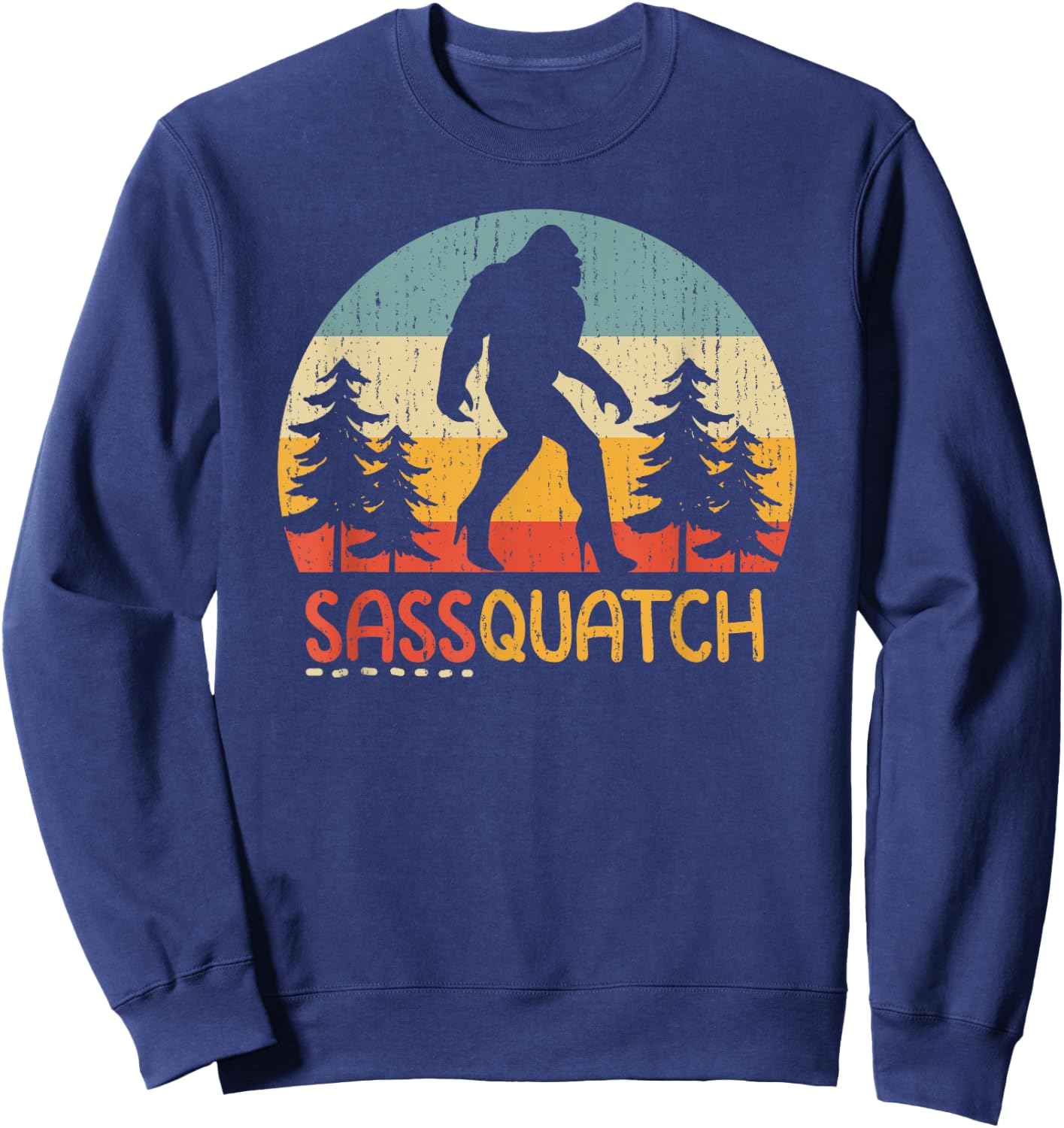 Retro Sassquatch Girl Bigfoot In High Heels Feminine Bigfoot Funny Sasquatch - Women's Black Short Sleeve Classic Fit - Size 6 Sweatshirt - Sweatshirt | Navy