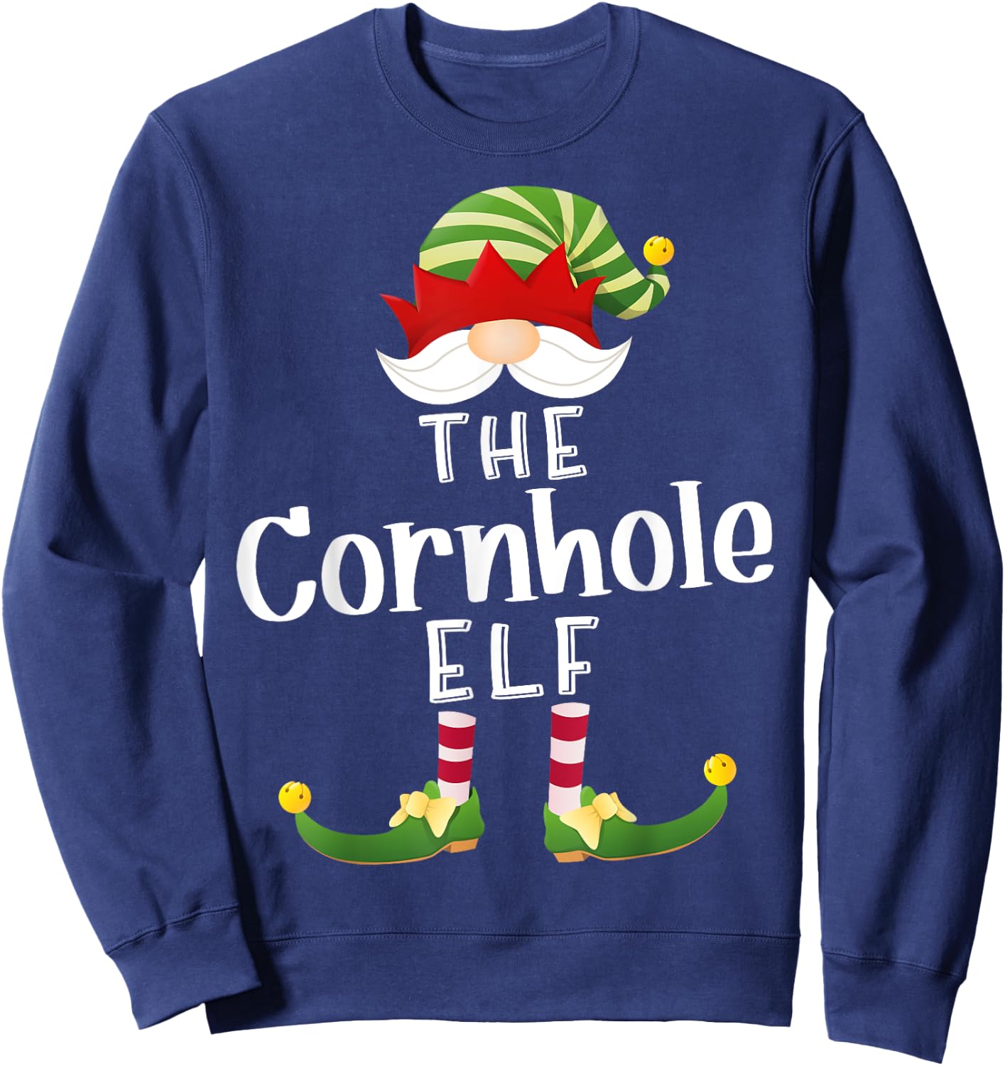 Cornhole Elf Group Christmas Funny Pajama Party Sweatshirt - Sweatshirt | Navy