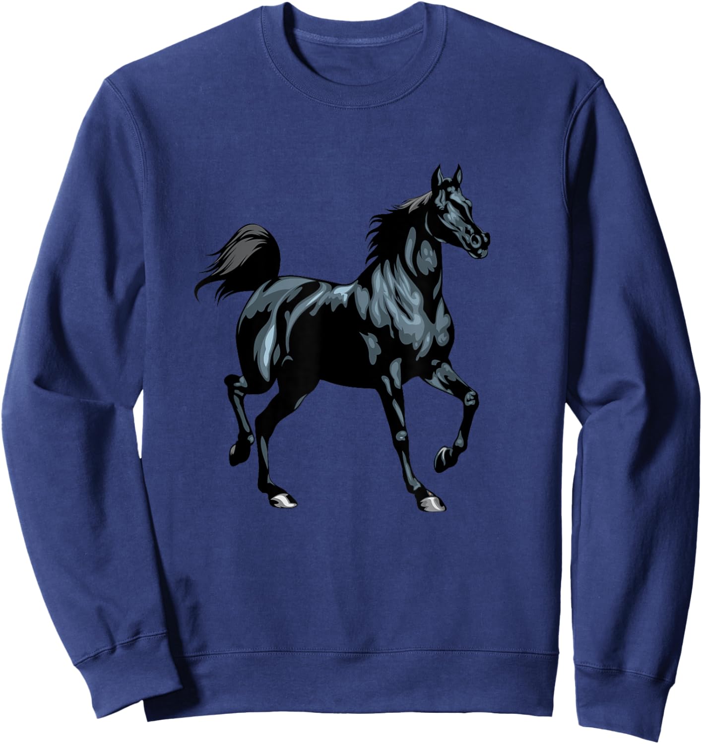 Realistic Black Arabian Horse Sweatshirt - Sweatshirt | Navy