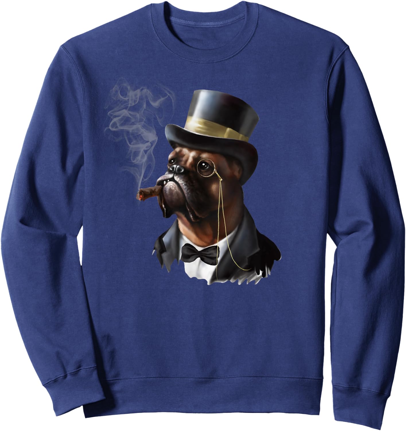 Boxer Dog Smoke Cigars Women Sweatshirt - Sweatshirt | Navy
