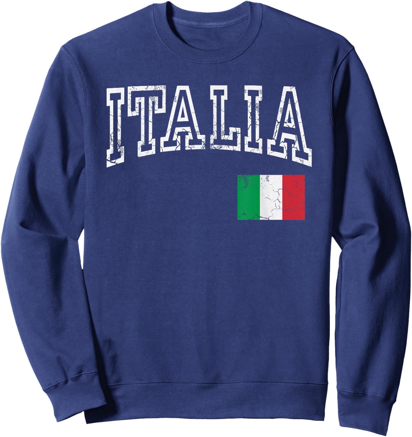 Italia Italian Flag Italy Distressed Design Sweatshirt - Sweatshirt | Navy