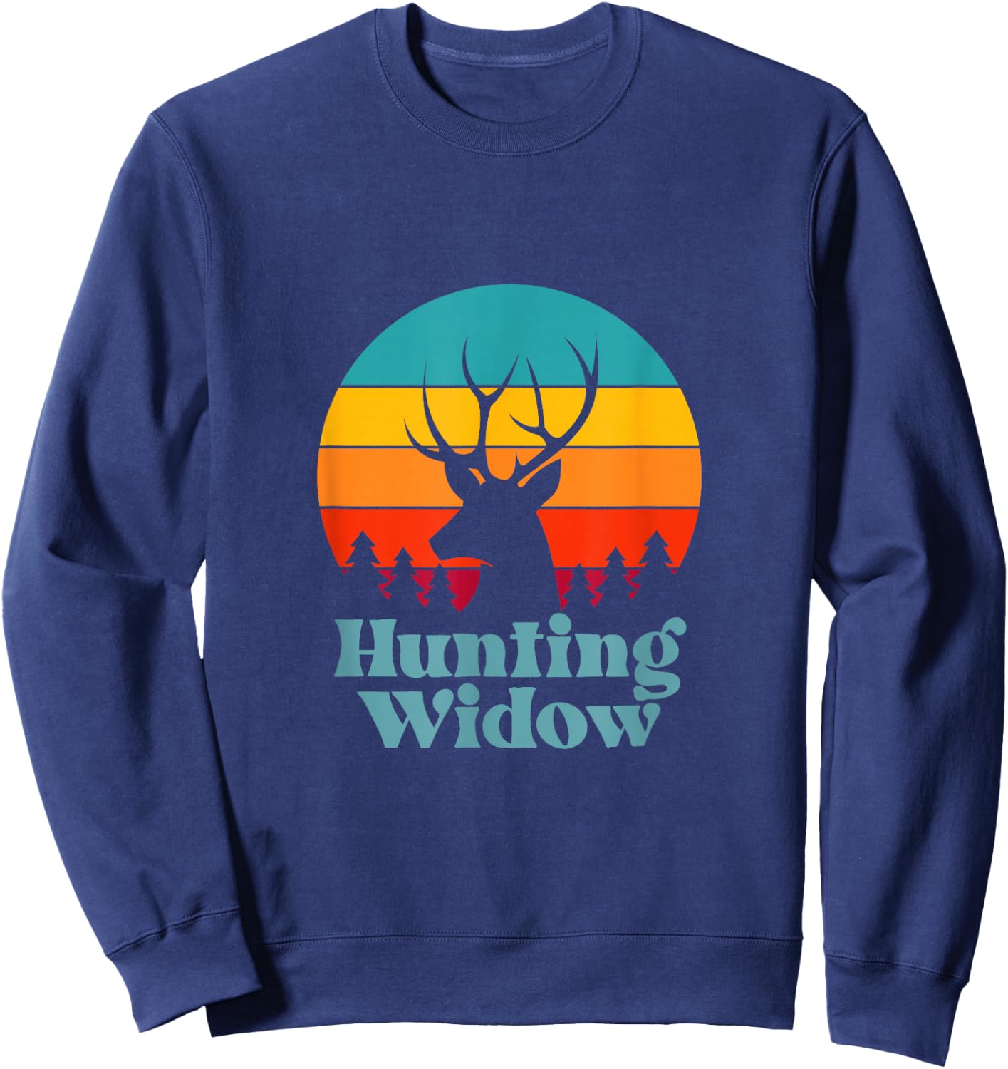 Retro Hunting Widow Deer Sunset Design Sweatshirt - Sweatshirt | Navy