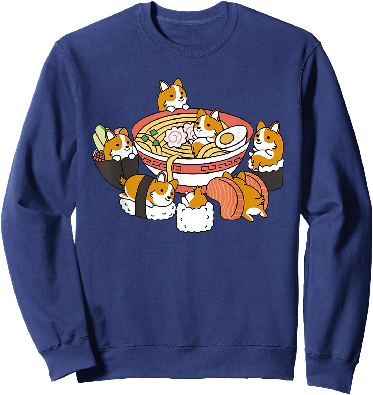 Ramen Sushi Corgi Dog Sweatshirt - Sweatshirt | Navy