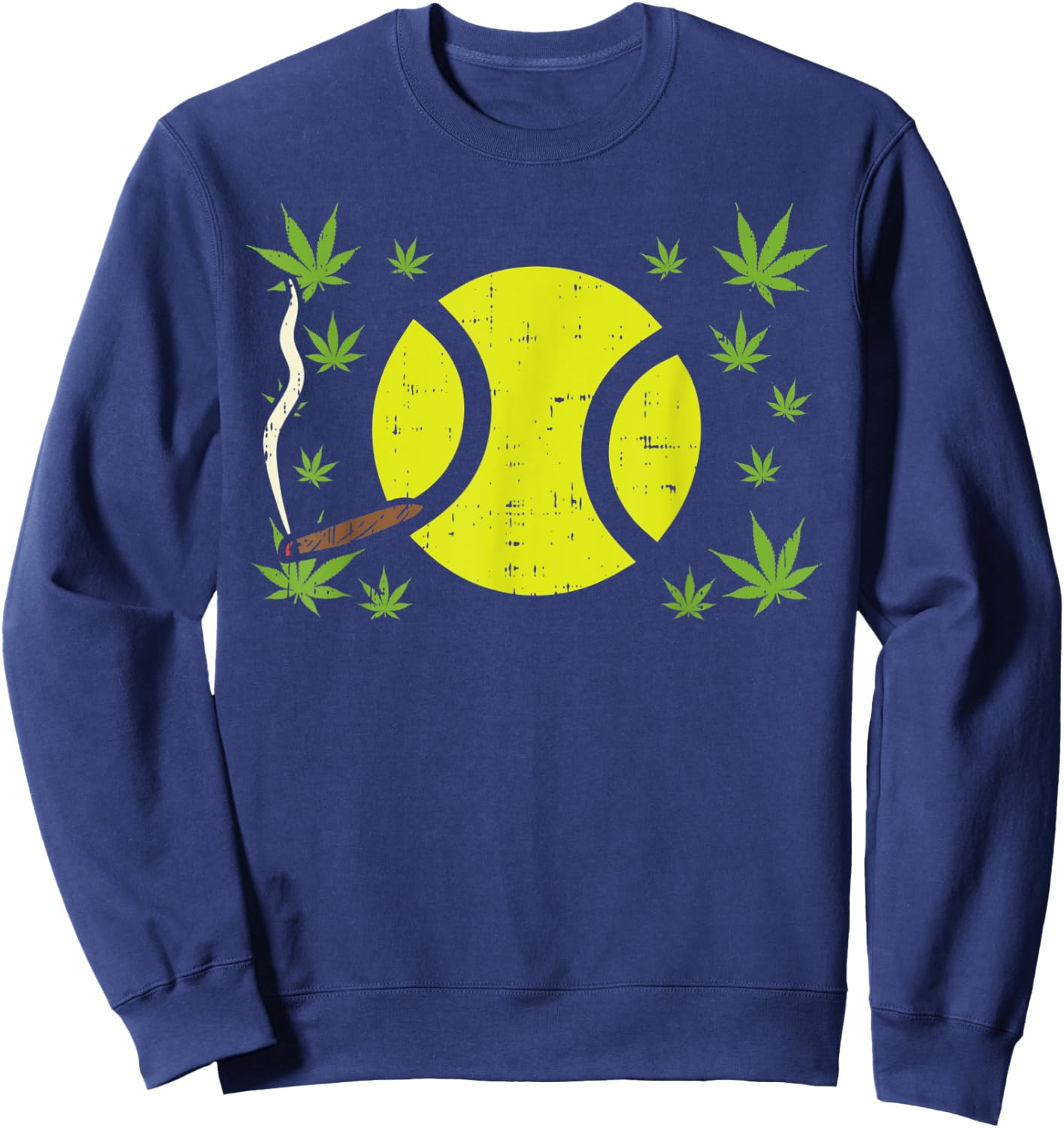 Tennis Ball Smoking Weed Cannabis 420 THC Blunt Stoner Gift Sweatshirt - Sweatshirt | Navy