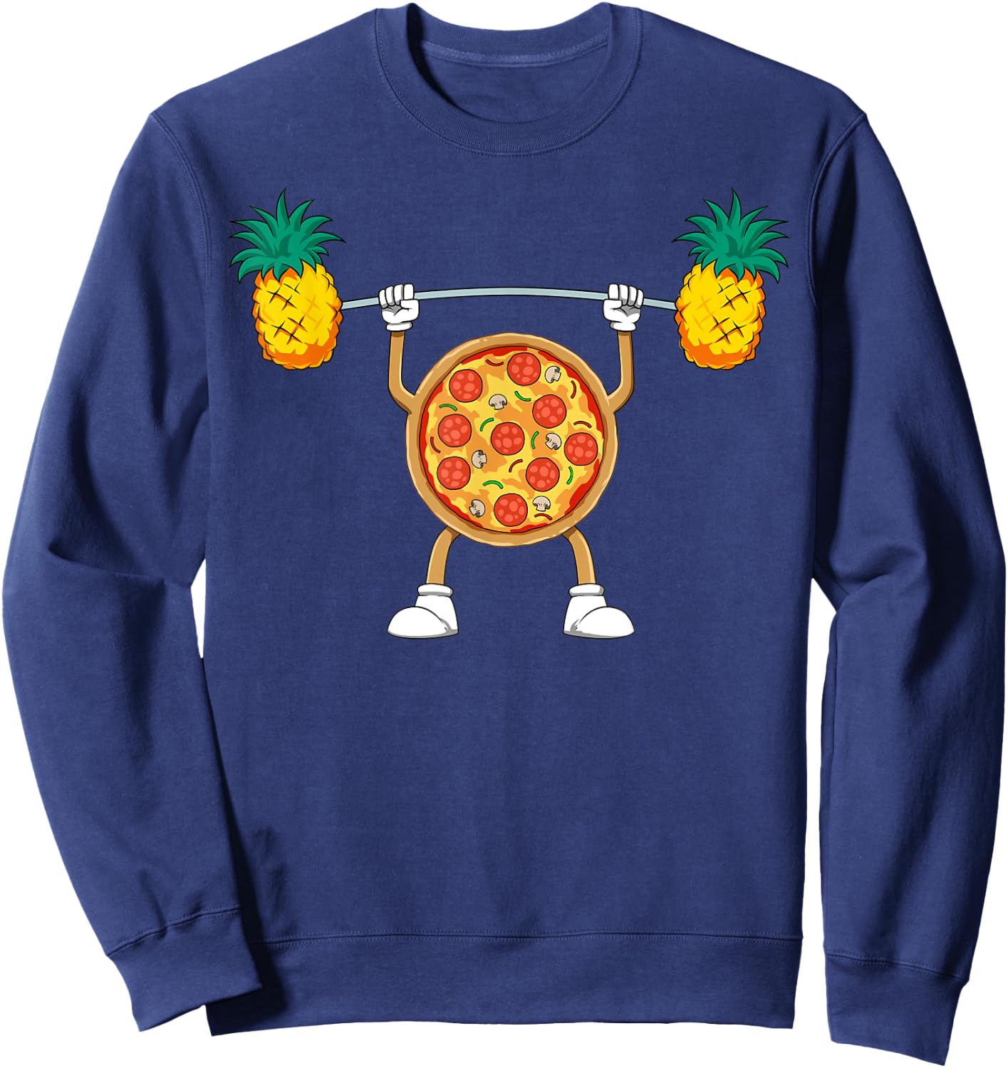 Pizza Lifting Pineapple Pizza Hawaiian Pizza Workout Gym Sweatshirt - Sweatshirt | Navy