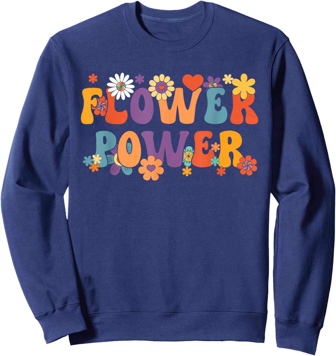 Flower Power | Groovy Vintage | Hippy Hippies Sweatshirt - Sweatshirt | Navy