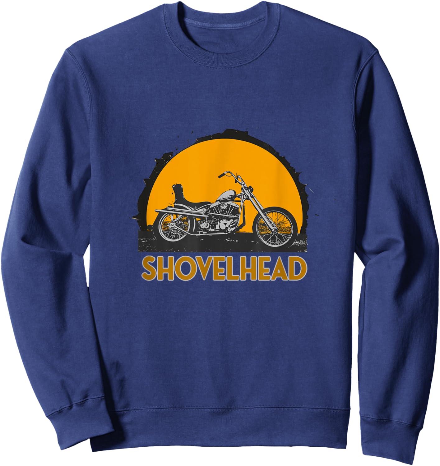 Old School HD Shovelhead Chopper Bobber Motorcycle Biker Sweatshirt - Sweatshirt | Navy