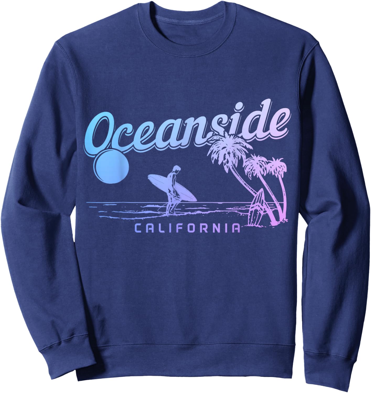 Oceanside California Surf Beach Vintage Souvenir Surfer Sweatshirt - Sweatshirt | Navy