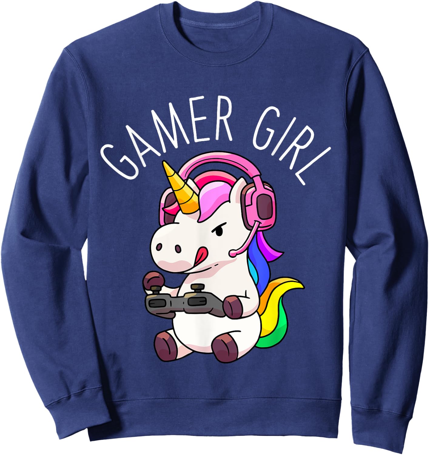 Gamer Girl Unicorn Gaming Cute Video Game Gift Women Girls Sweatshirt - Sweatshirt | Navy